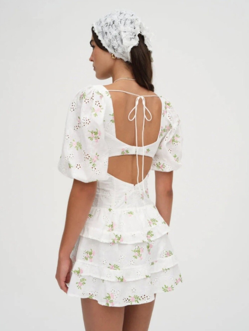 For Love & Lemons Kinsley Eyelet Mini Dress Sz M - Picture 3 of 12